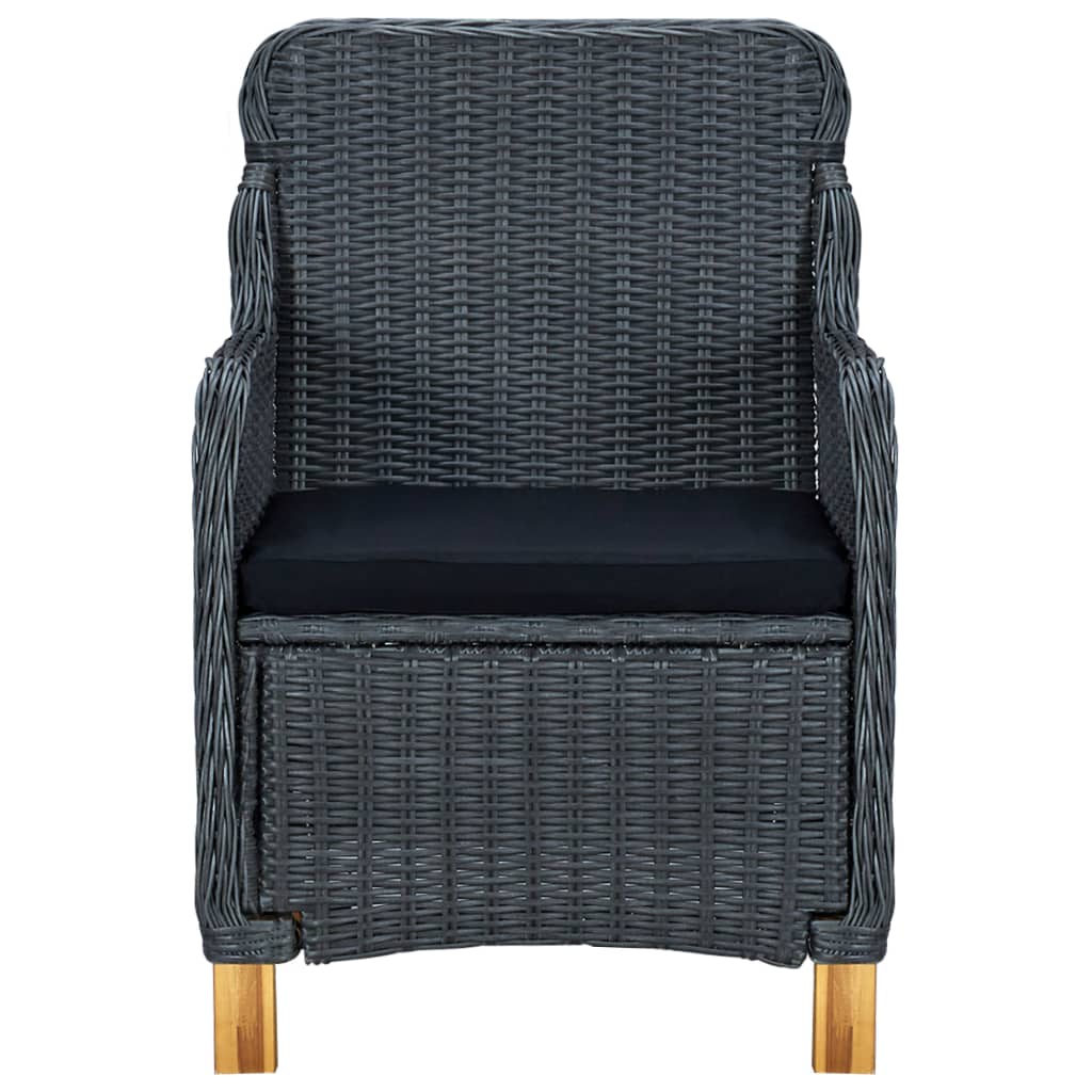 vidaXL Patio Chairs with Cushions 2 pcs Poly Rattan Dark Gray-3