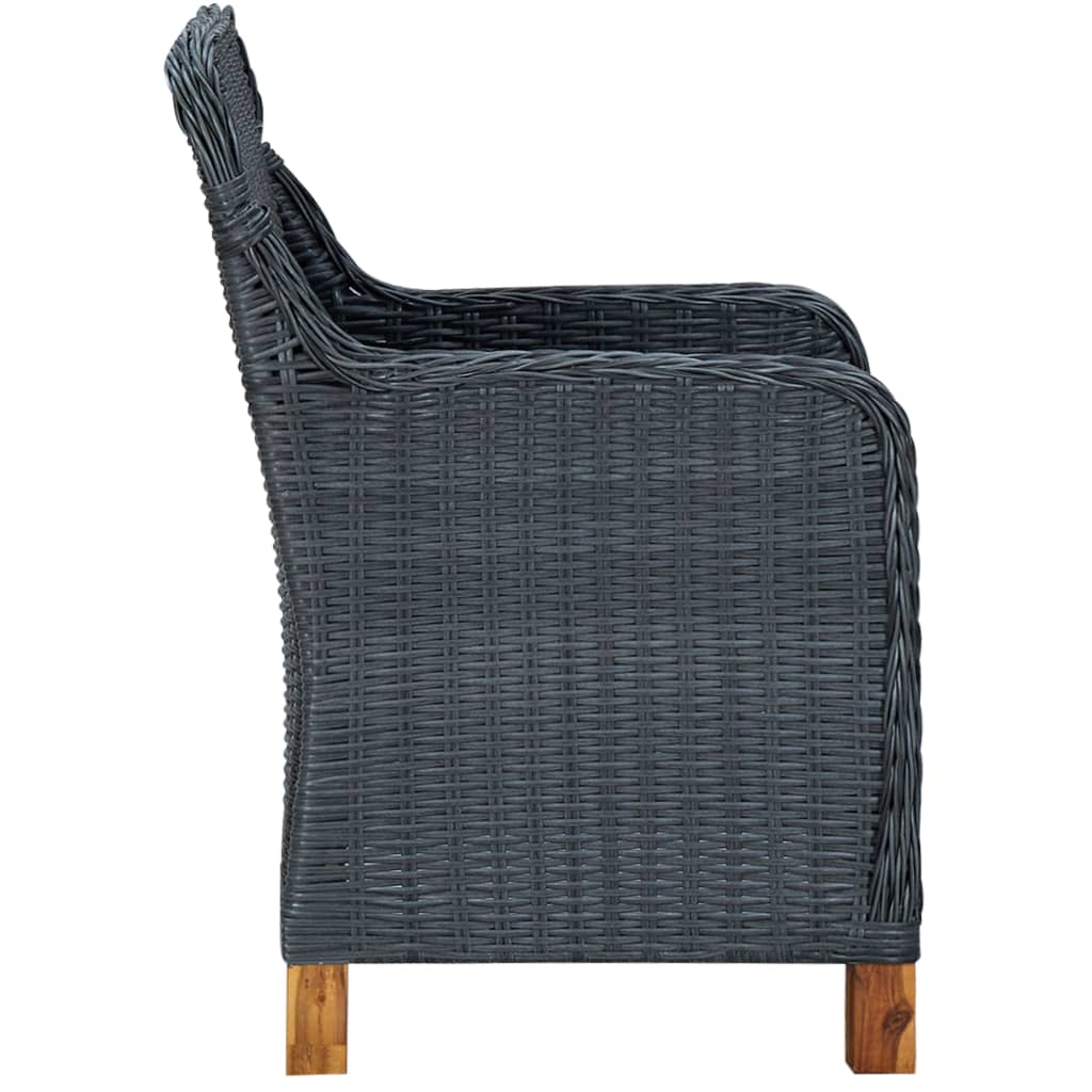 vidaXL Patio Chairs with Cushions 2 pcs Poly Rattan Dark Gray-4