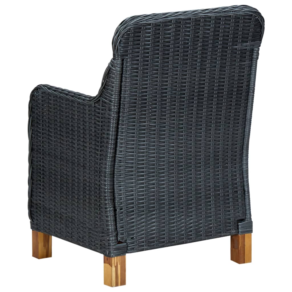 vidaXL Patio Chairs with Cushions 2 pcs Poly Rattan Dark Gray-5