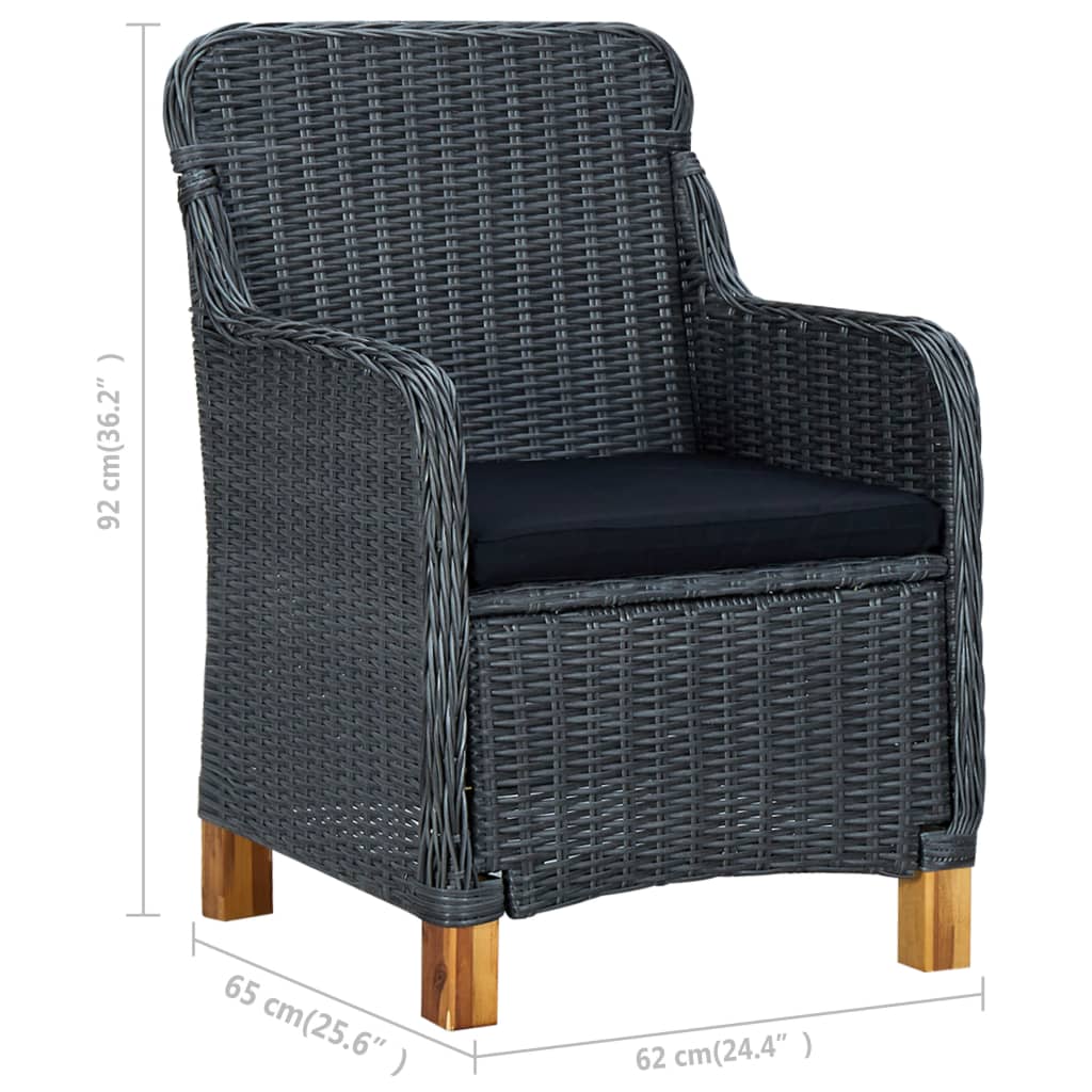 vidaXL Patio Chairs with Cushions 2 pcs Poly Rattan Dark Gray-7