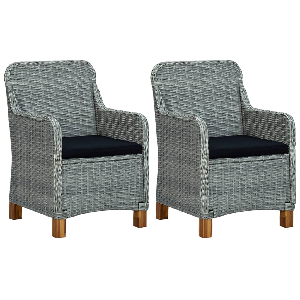 vidaXL Patio Chairs with Cushions 2 pcs Poly Rattan Light Gray-0