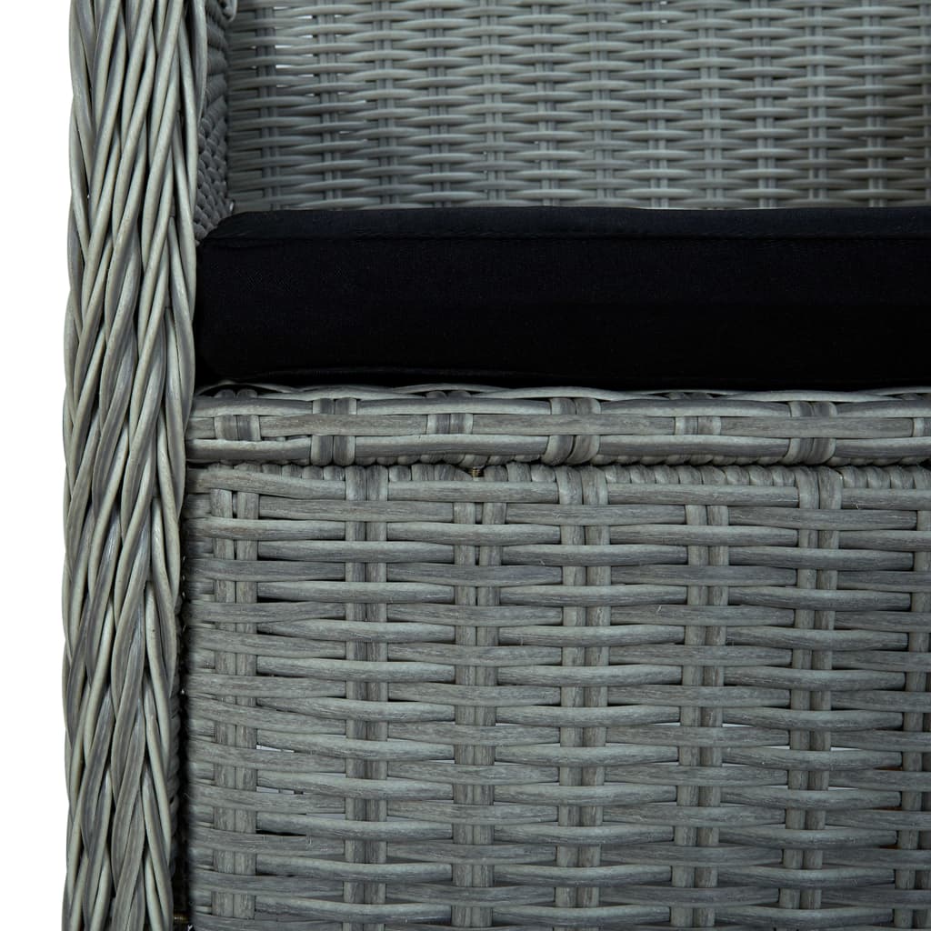 vidaXL Patio Chairs with Cushions 2 pcs Poly Rattan Light Gray-6