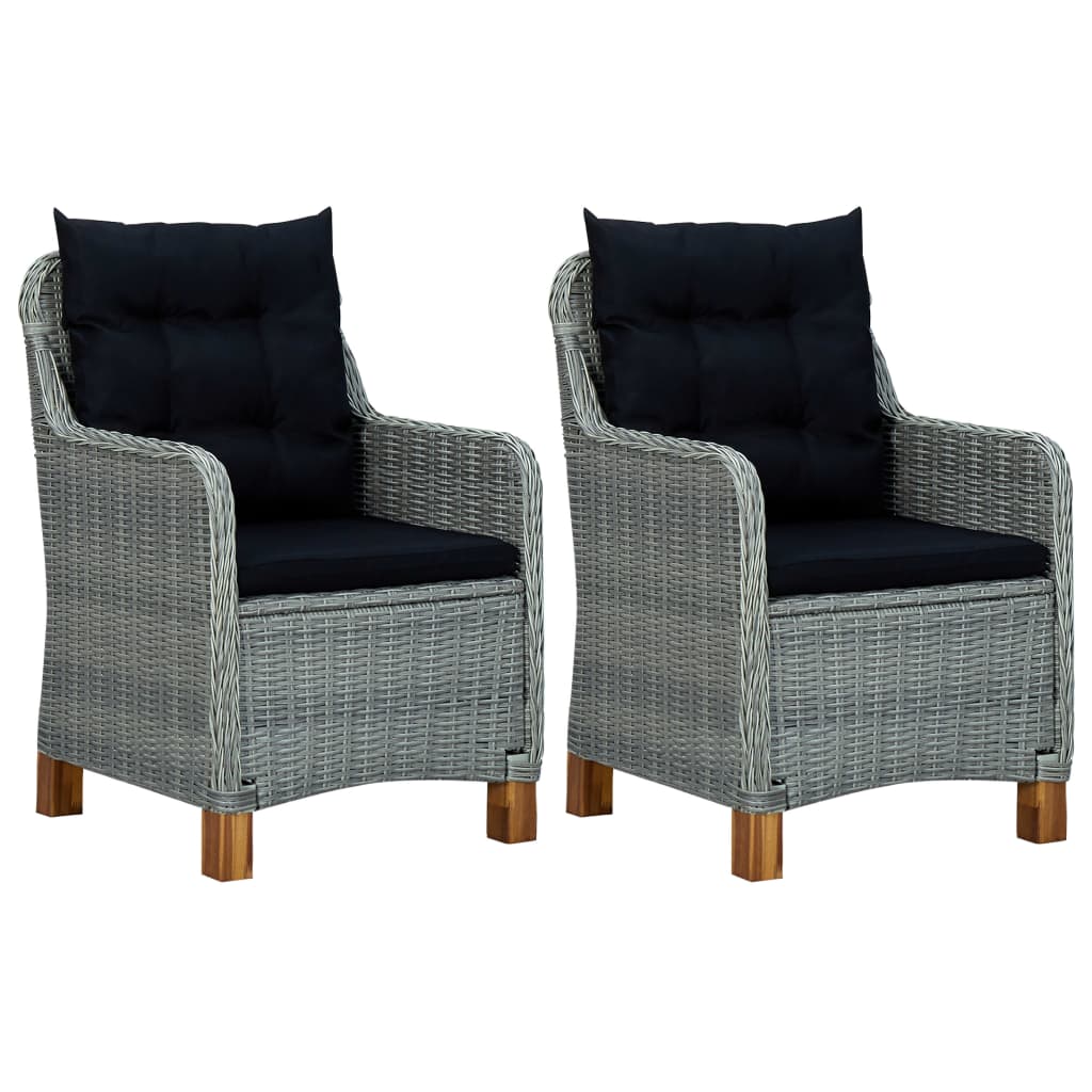 vidaXL Patio Chairs with Cushions 2 pcs Poly Rattan Light Gray-0