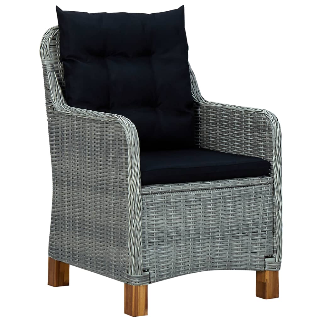 vidaXL Patio Chairs with Cushions 2 pcs Poly Rattan Light Gray-1