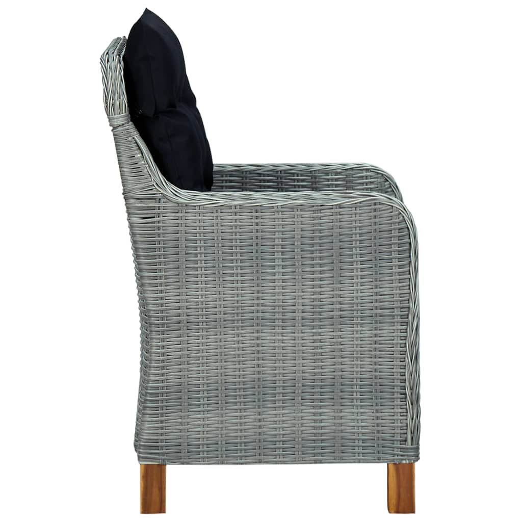 vidaXL Patio Chairs with Cushions 2 pcs Poly Rattan Light Gray-4