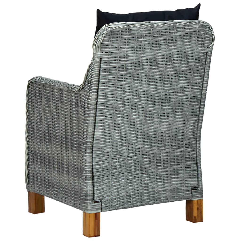 vidaXL Patio Chairs with Cushions 2 pcs Poly Rattan Light Gray-5