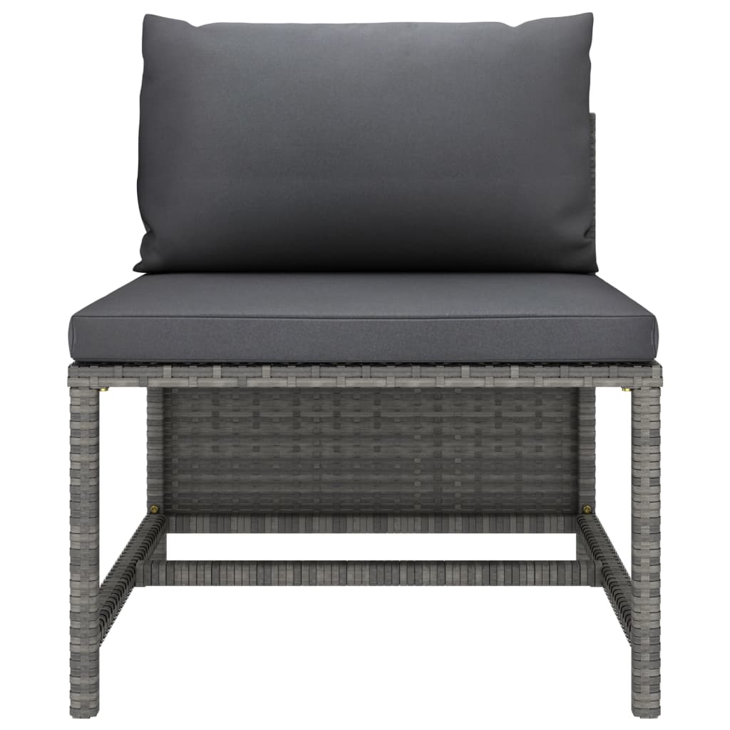 vidaXL Sectional Middle Sofa with Cushions Gray Poly Rattan-1