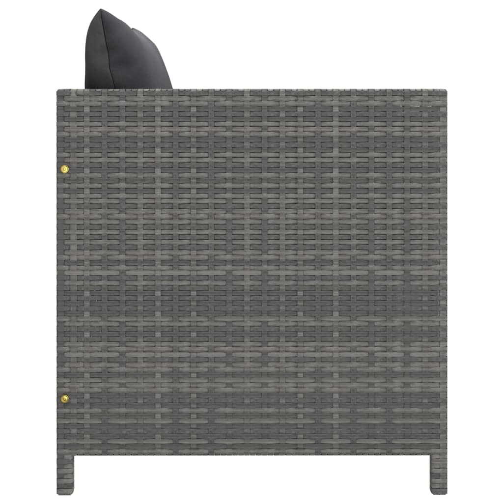 vidaXL Patio Sofa with Cushions Gray Poly Rattan-2