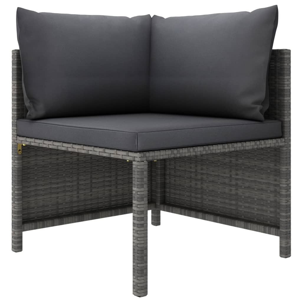 vidaXL 2-Seater Patio Sofa with Cushions Gray Poly Rattan-1