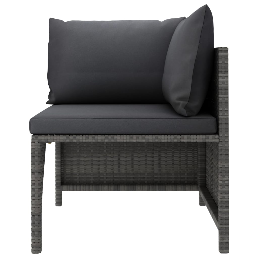 vidaXL 2-Seater Patio Sofa with Cushions Gray Poly Rattan-2