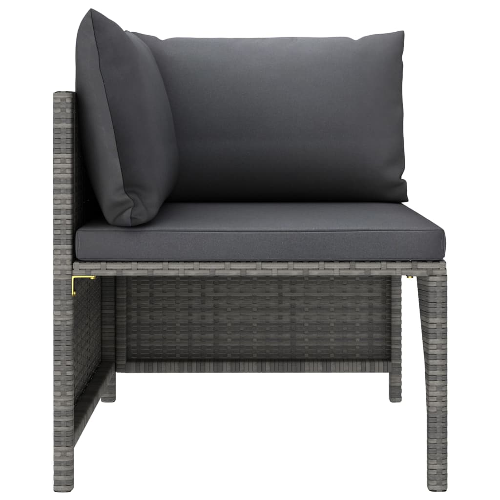 vidaXL 2-Seater Patio Sofa with Cushions Gray Poly Rattan-3