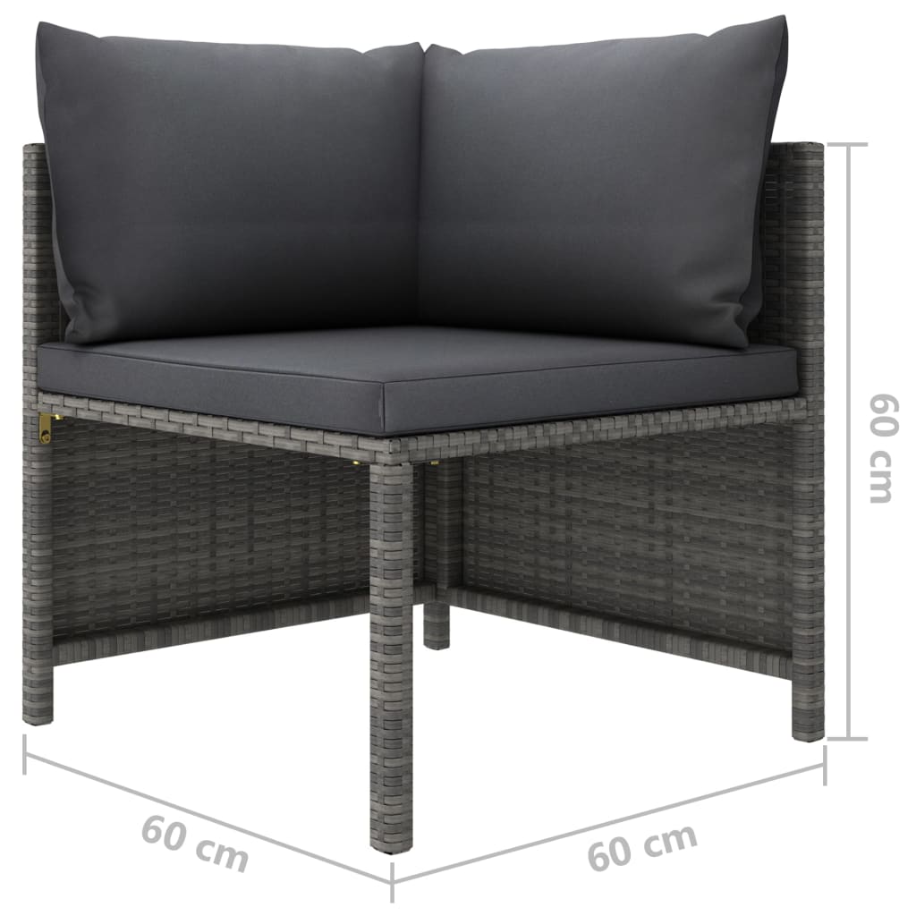 vidaXL 2-Seater Patio Sofa with Cushions Gray Poly Rattan-5