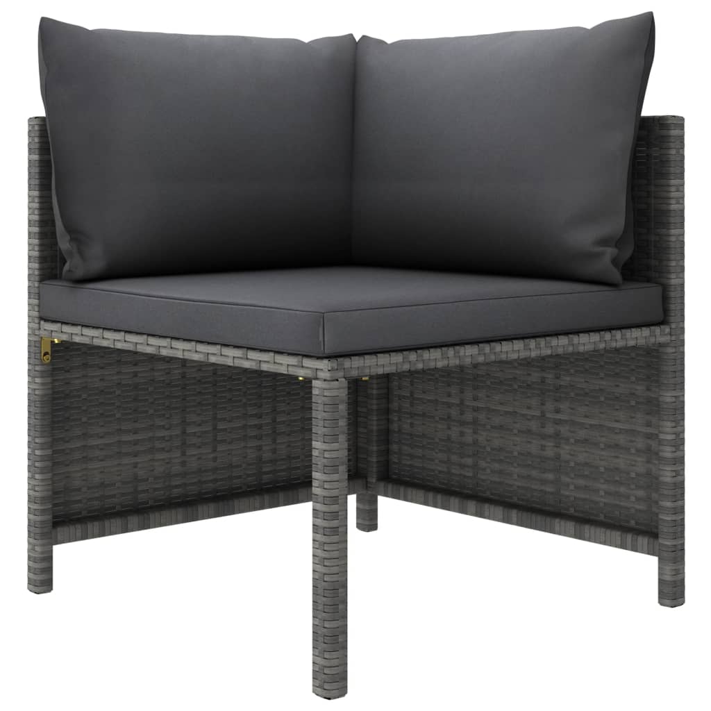 vidaXL 5 Piece Patio Sofa Set with Cushions Gray Poly Rattan-3