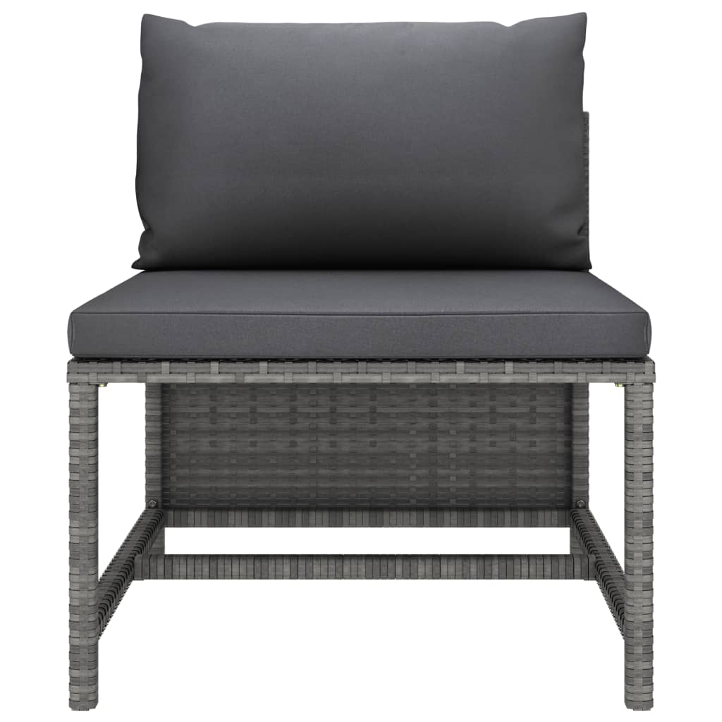 vidaXL 5 Piece Patio Sofa Set with Cushions Gray Poly Rattan-8