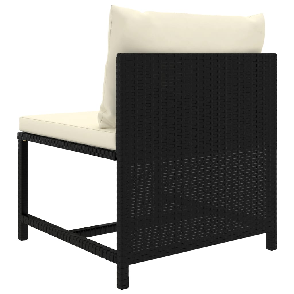 vidaXL Sectional Middle Sofa with Cushions Black Poly Rattan-3