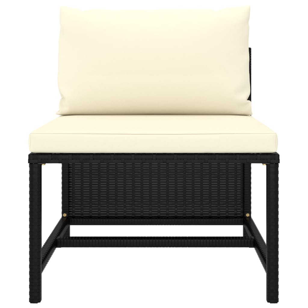 vidaXL 3 Piece Patio Sofa Set with Cushions Black Poly Rattan-2