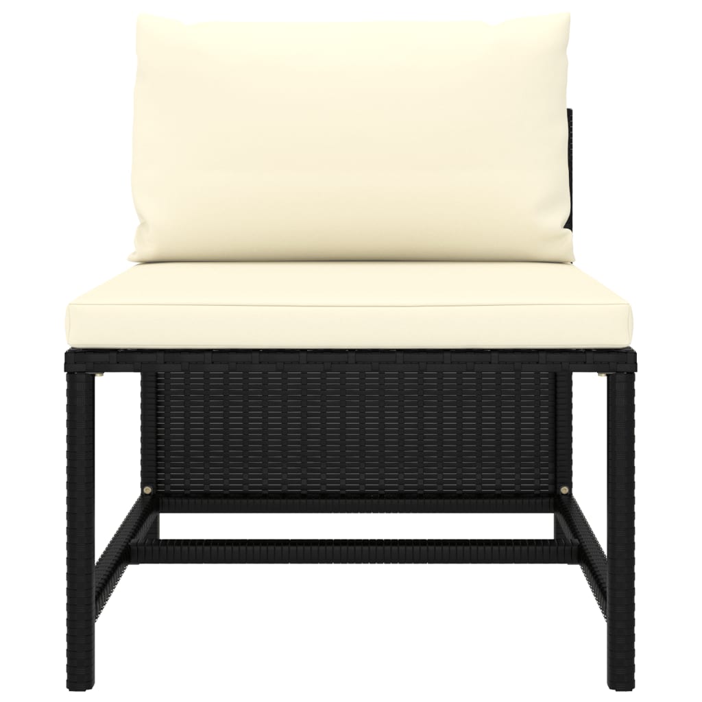 vidaXL 2 Piece Patio Sofa Set with Cushions Black Poly Rattan-4