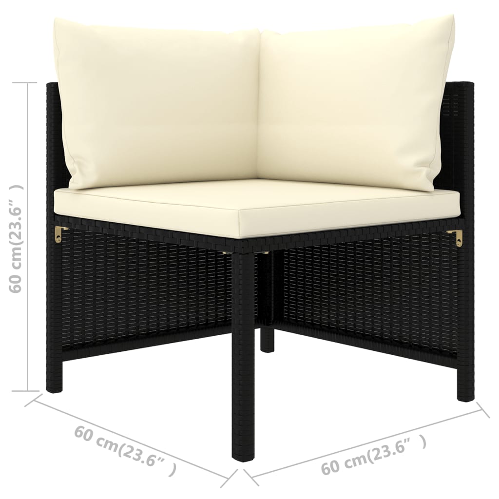 vidaXL 2 Piece Patio Sofa Set with Cushions Black Poly Rattan-5