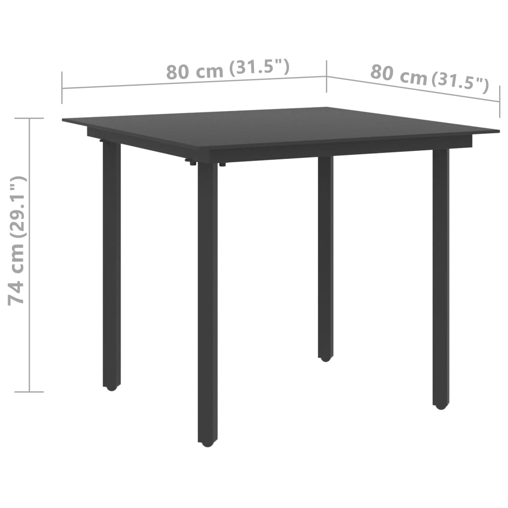 vidaXL Outdoor Dining Table Patio Table with Glass Top Garden Furniture Steel-6