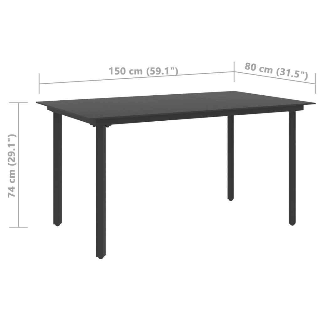 vidaXL Outdoor Dining Table Patio Table with Glass Top Garden Furniture Steel-13