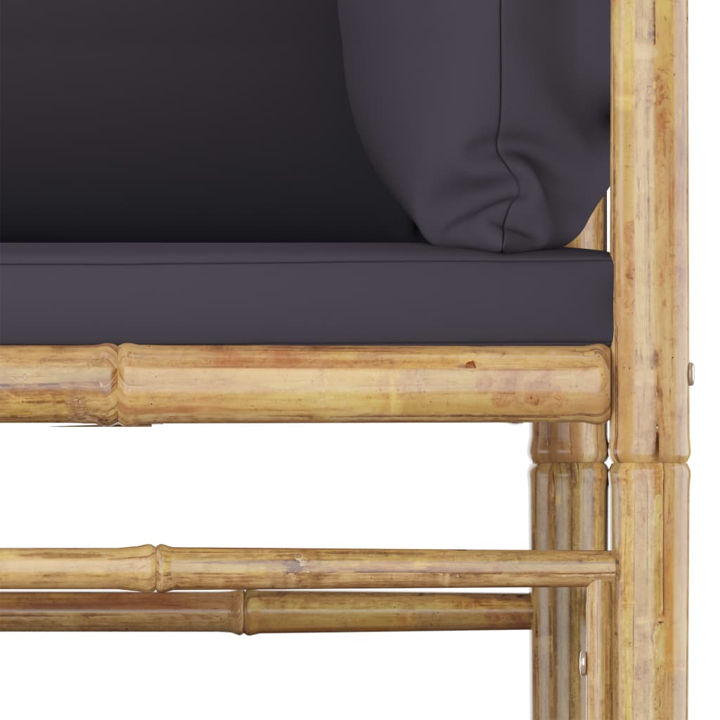 vidaXL 2 Piece Patio Lounge Set with Dark Gray Cushions Bamboo-2