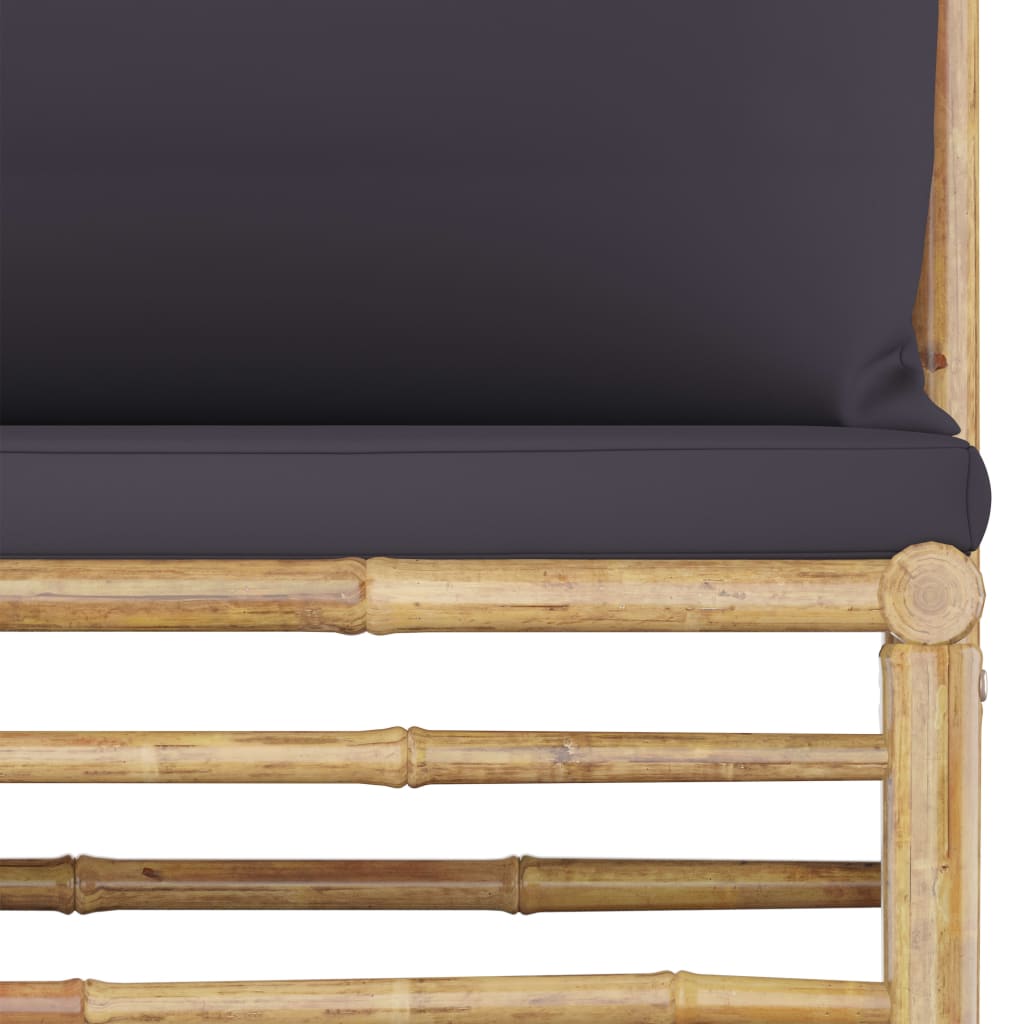 vidaXL 2 Piece Patio Lounge Set with Dark Gray Cushions Bamboo-4
