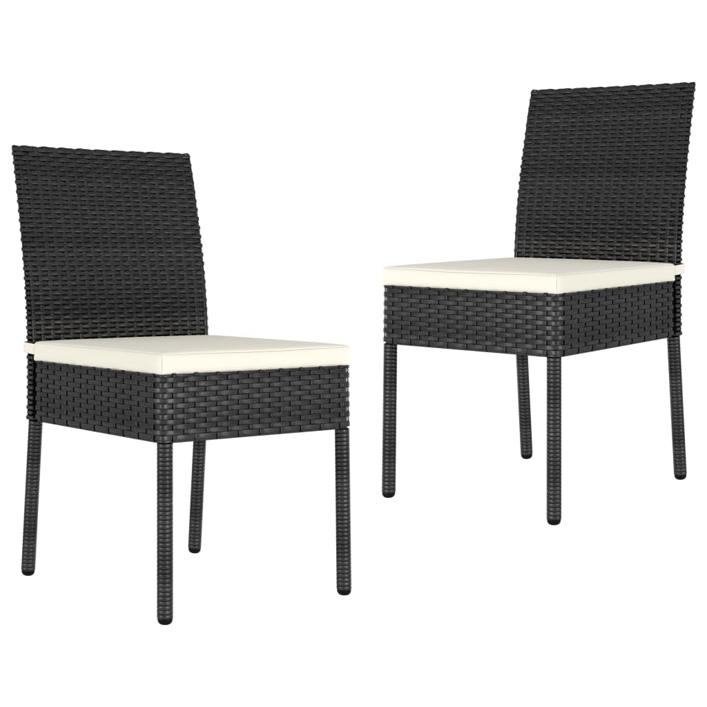 vidaXL Patio Dining Chairs 2 pcs Poly Rattan Black-1
