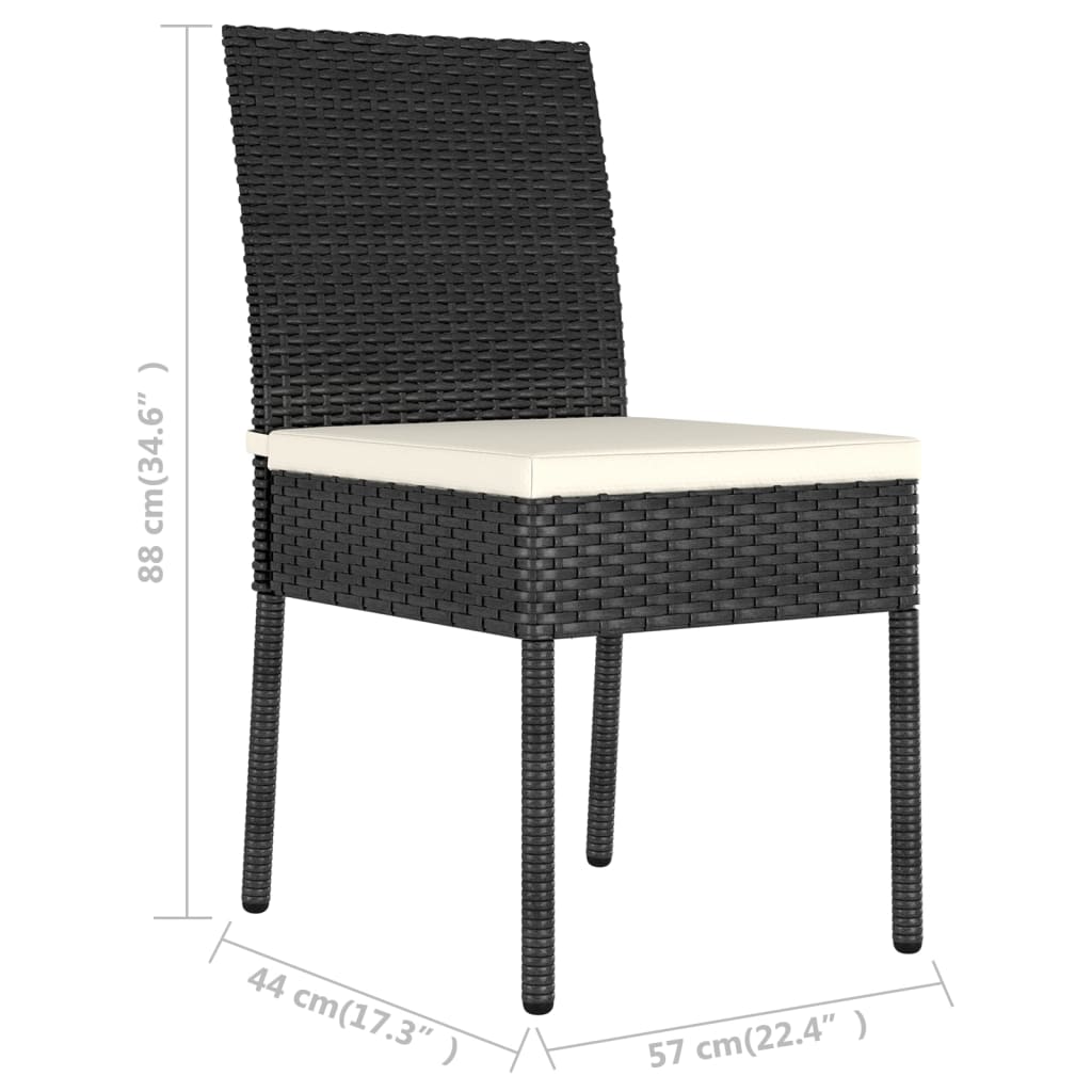 vidaXL Patio Dining Chairs 2 pcs Poly Rattan Black-5