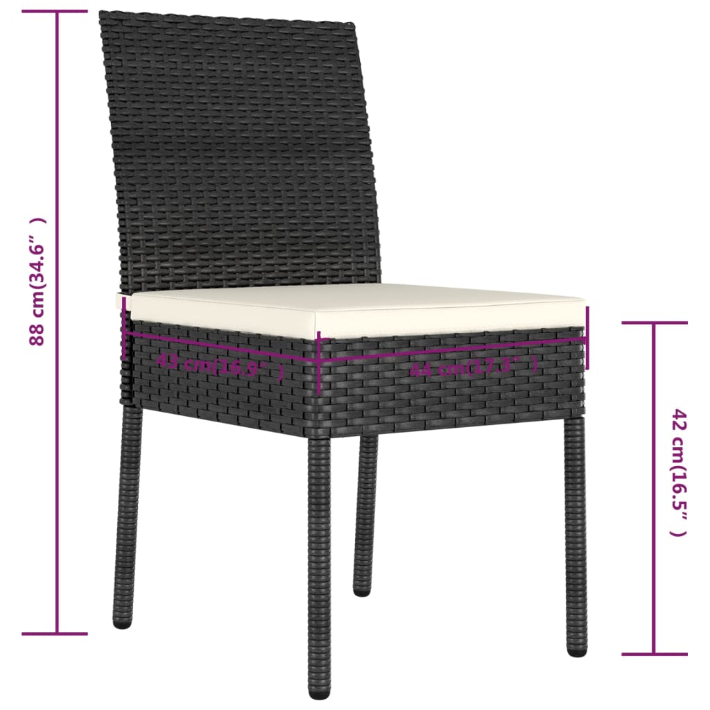 vidaXL Patio Dining Chairs 2 pcs Poly Rattan Black-8