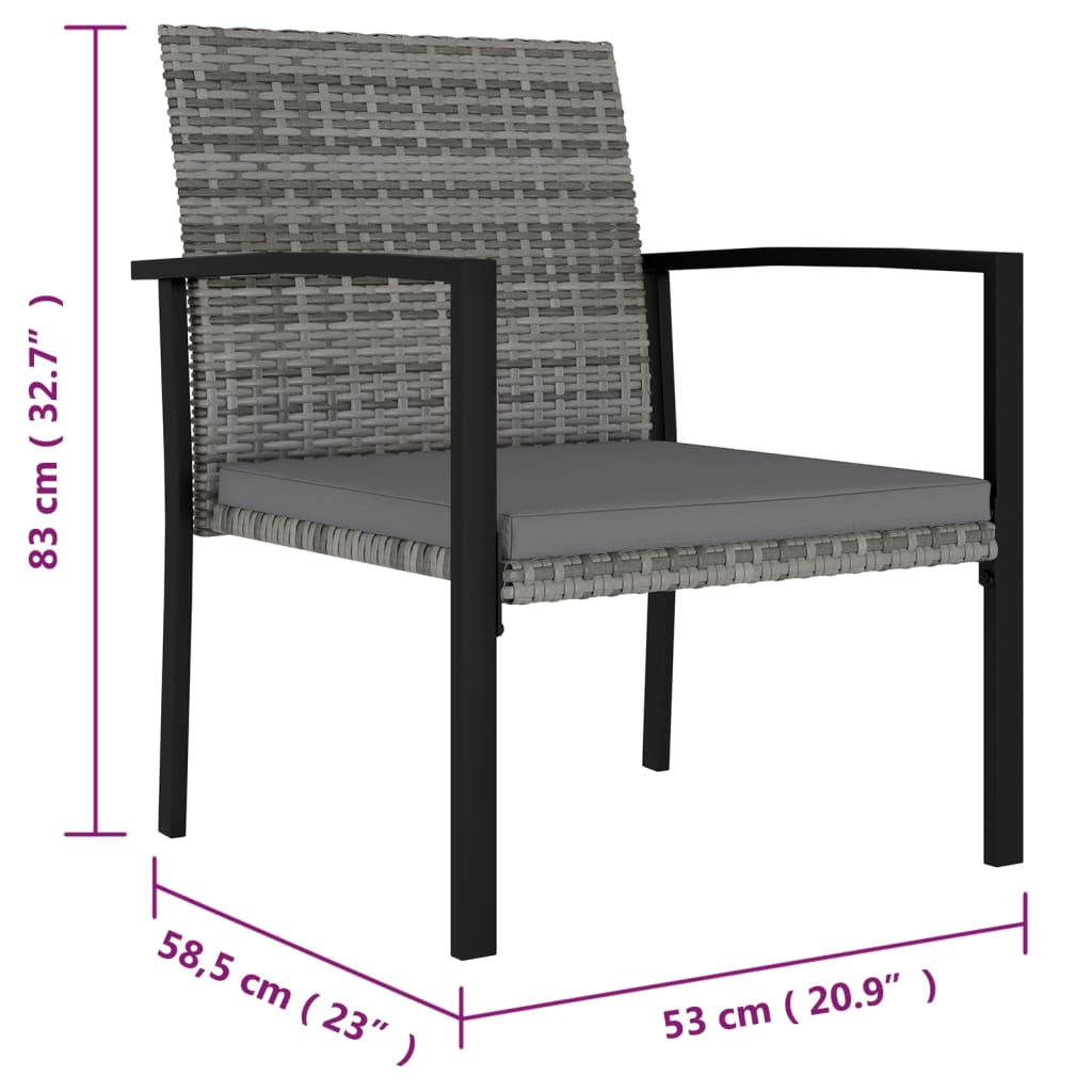 vidaXL Modern Dining Chairs Outdoor Patio Rattan Dining Chair Poly Rattan-11