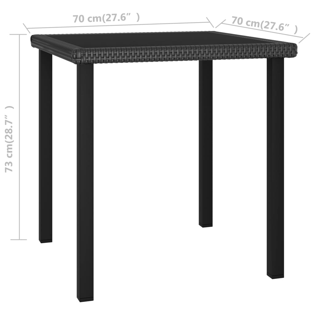 vidaXL Outdoor Dining Table Garden Porch Patio Table with Glass Top PE Rattan-25