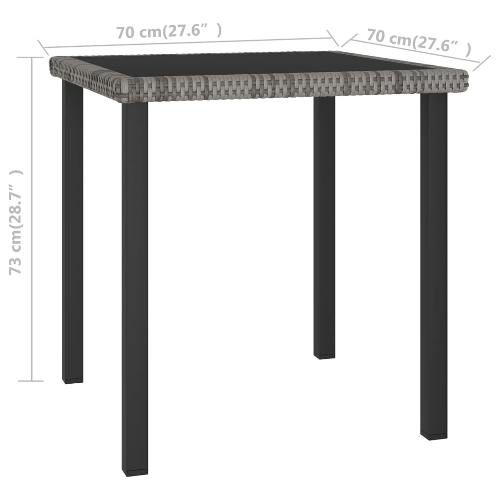 vidaXL Outdoor Dining Table Garden Porch Patio Table with Glass Top PE Rattan-11