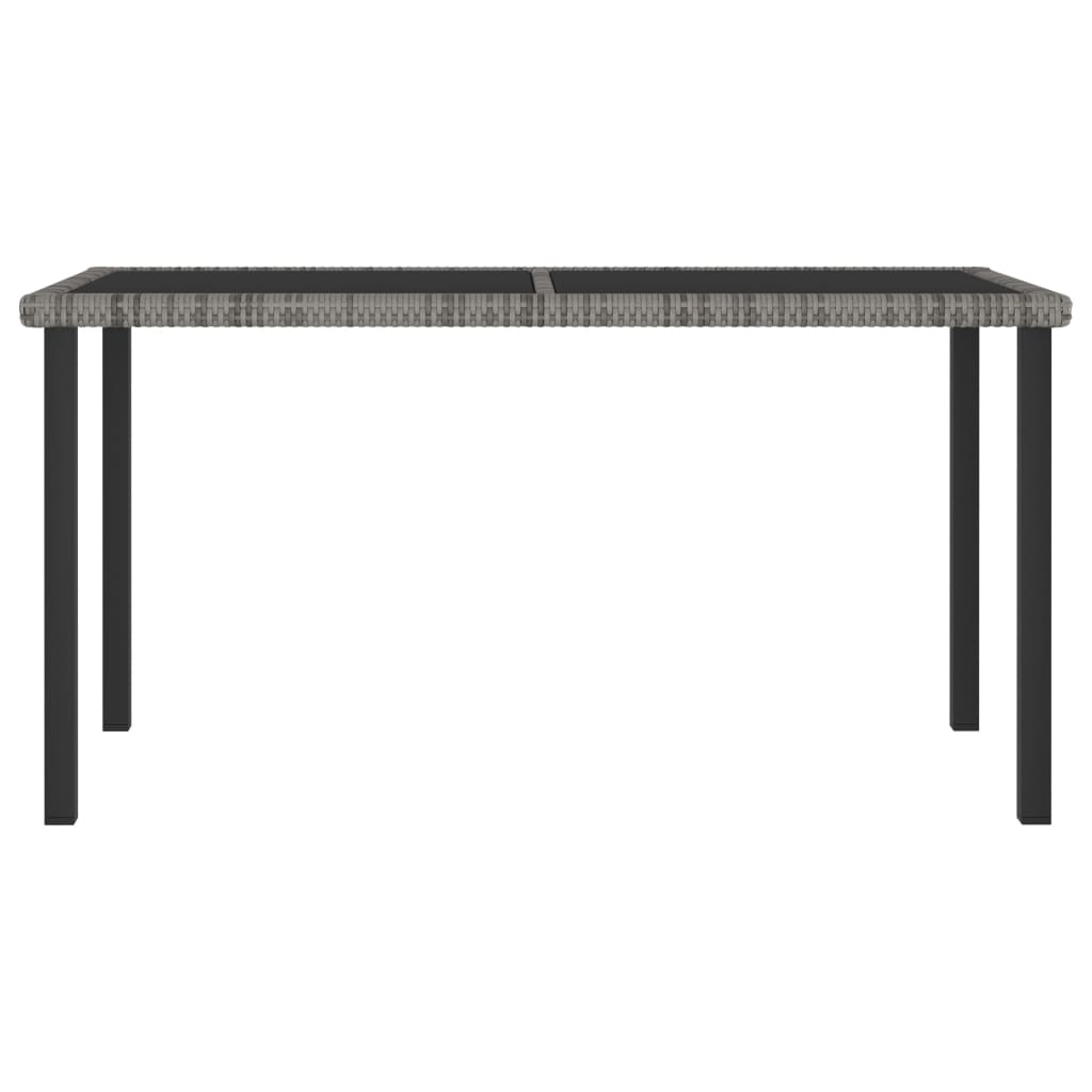 vidaXL Outdoor Dining Table Garden Porch Patio Table with Glass Top PE Rattan-10