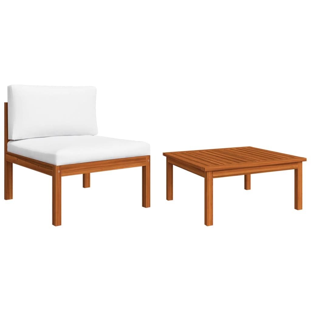 vidaXL 2 Piece Patio Lounge Set with Cushions Solid Acacia Wood-0