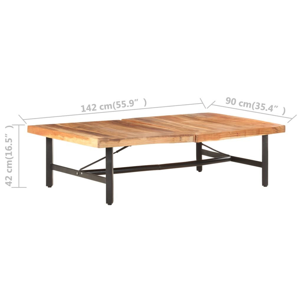 vidaXL Coffee Table 55.9"x35.4"x16.5" Solid Acacia Wood-4