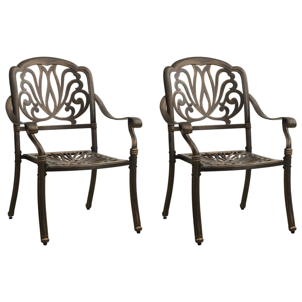 vidaXL Patio Chairs 2 Pcs Patio Furniture for Garden Deck Porch Cast Aluminum-0
