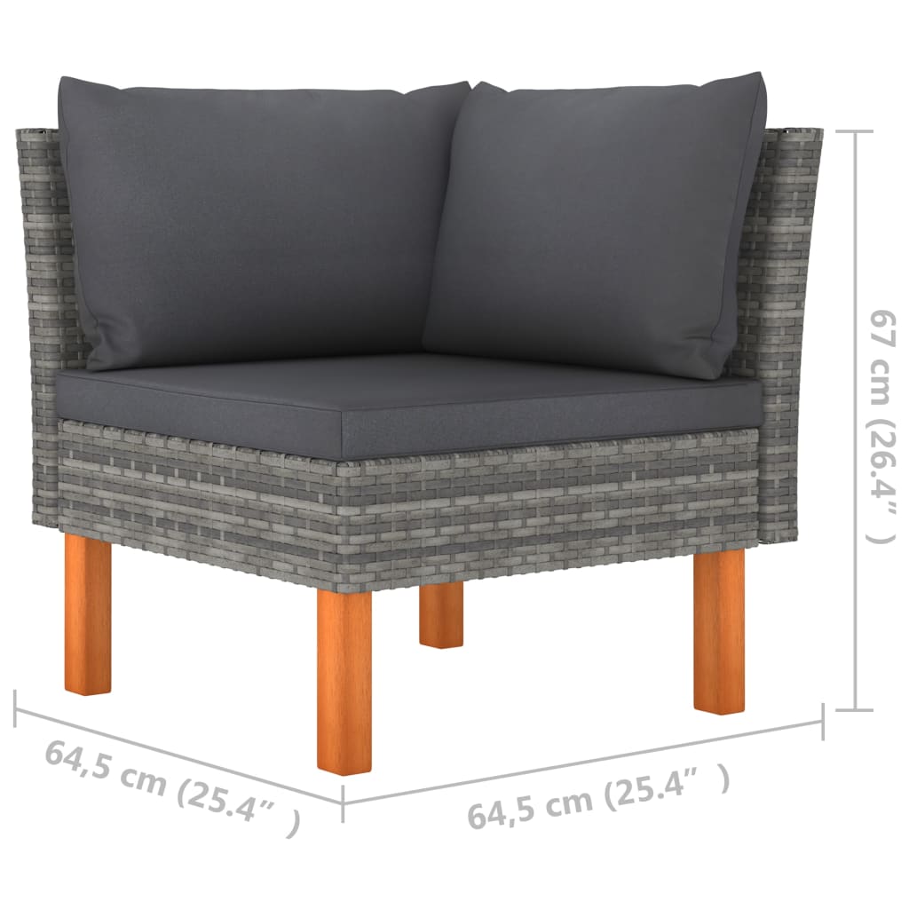 vidaXL Corner Sofa Poly Rattan and Solid Eucalyptus Wood-4