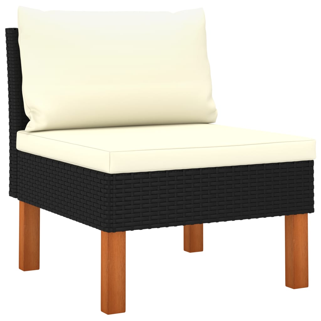 vidaXL Middle Sofa Poly Rattan and Solid Eucalyptus Wood-0