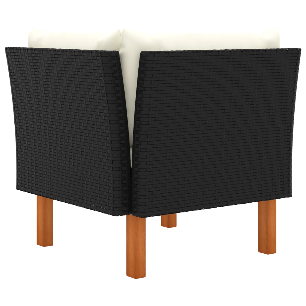 vidaXL Corner Sofas 2 pcs Poly Rattan and Solid Eucalyptus Wood-4