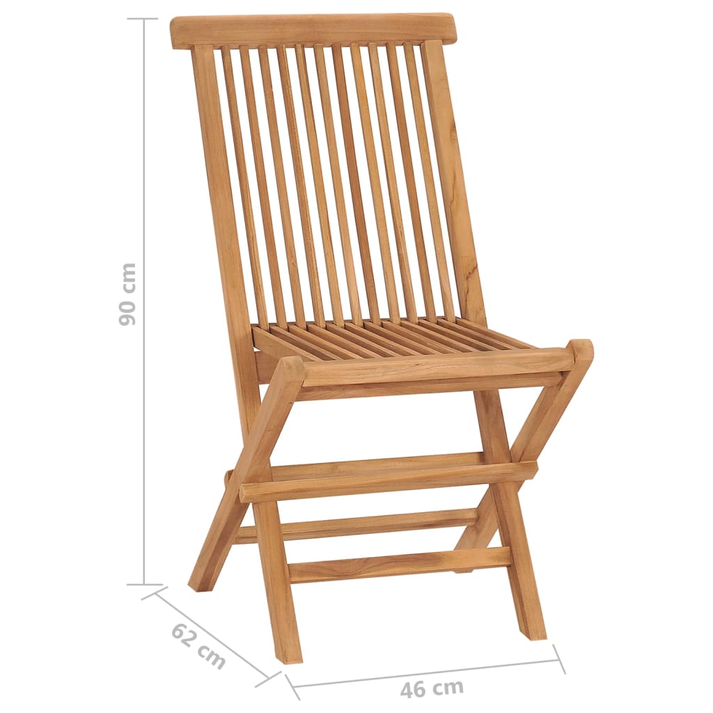 vidaXL Patio Folding Chairs Camping Garden Chair with Backrest Solid Wood Teak-30