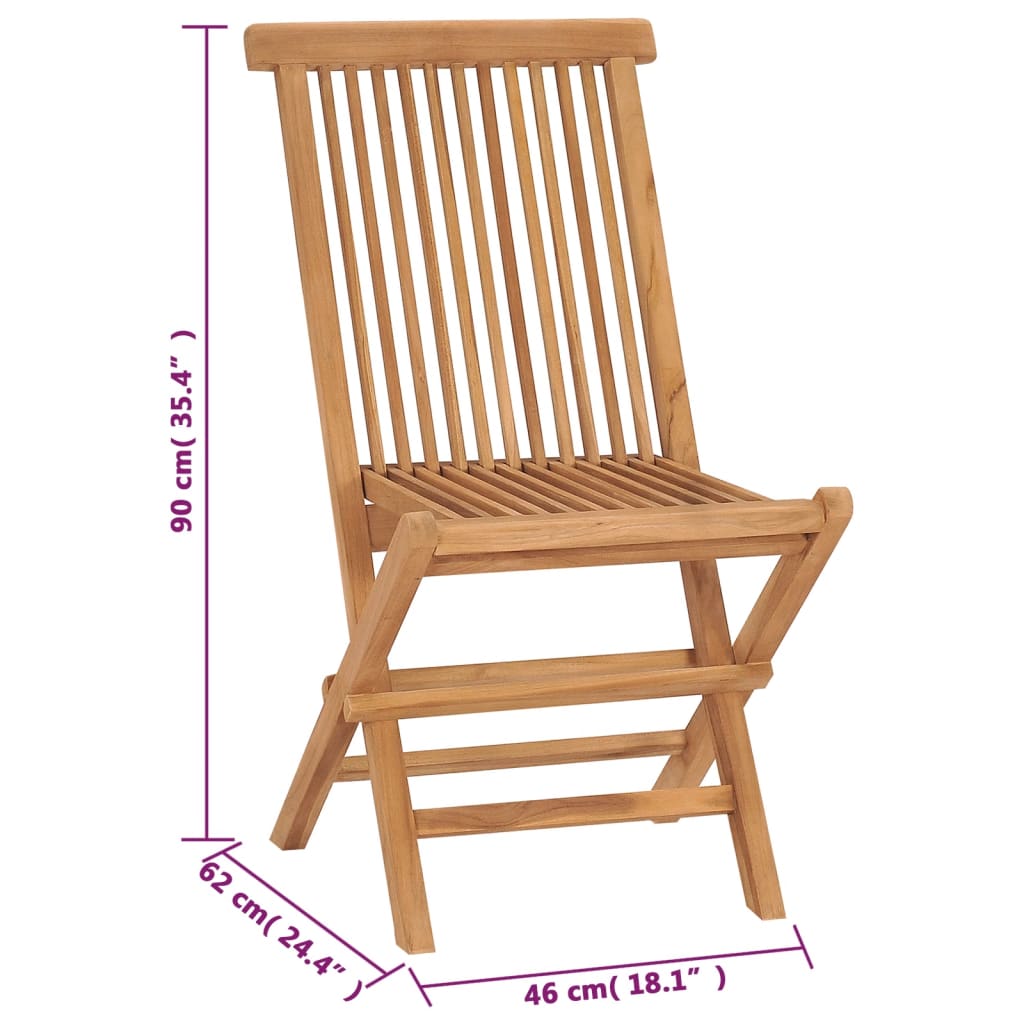 vidaXL Patio Folding Chairs Camping Garden Chair with Backrest Solid Wood Teak-16
