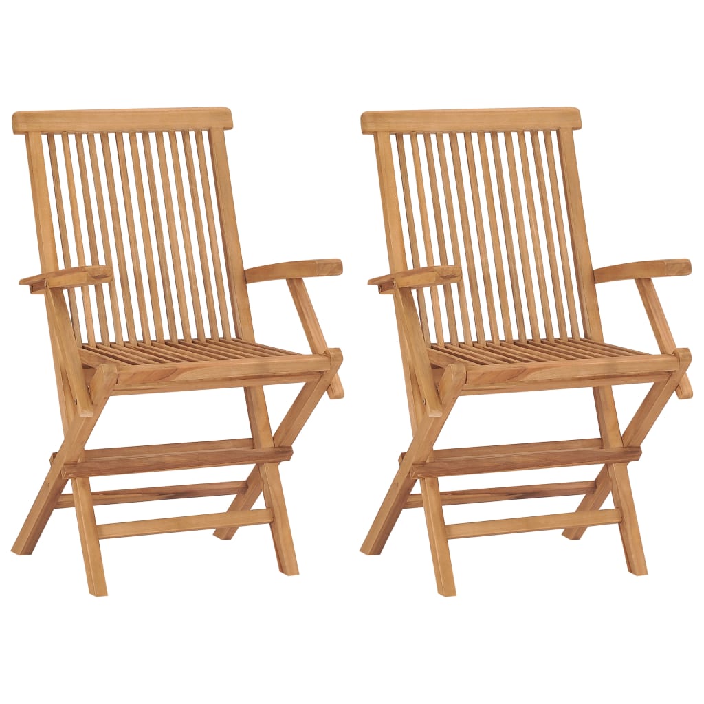 vidaXL 2/3x Solid Teak Wood Folding Chairs Garden Outdoor Wooden Furniture-1
