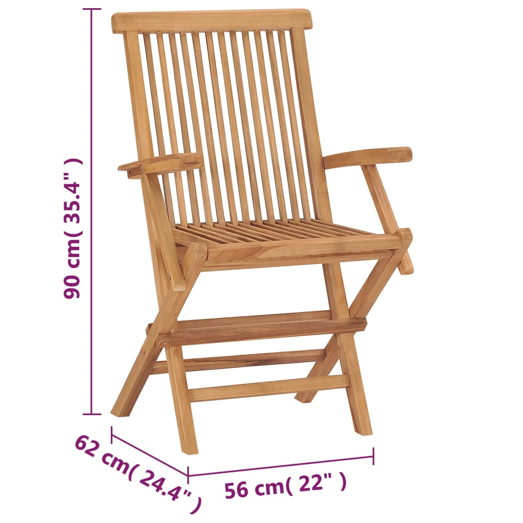 vidaXL 2/3x Solid Teak Wood Folding Chairs Garden Outdoor Wooden Furniture-11