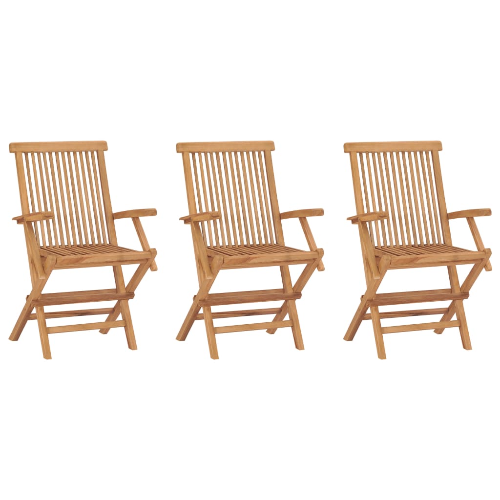vidaXL 2/3x Solid Teak Wood Folding Chairs Garden Outdoor Wooden Furniture-0