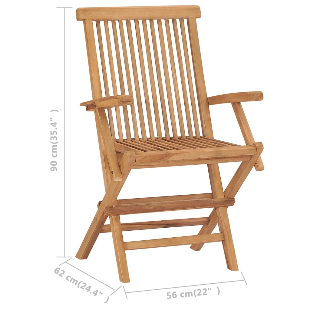vidaXL 2/3x Solid Teak Wood Folding Chairs Garden Outdoor Wooden Furniture-5