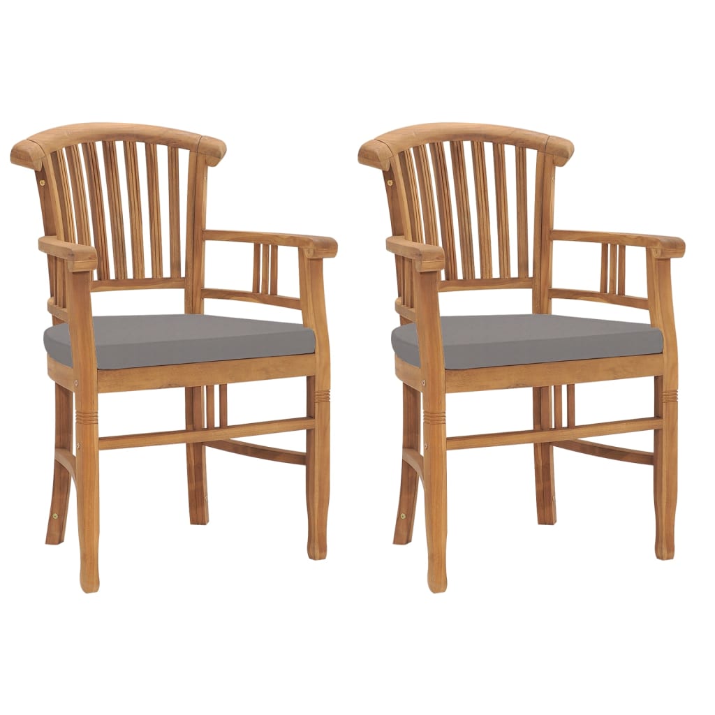 vidaXL Patio Chairs 2 Pcs Outdoor Dining Chair with Cushions Solid Wood Teak-6