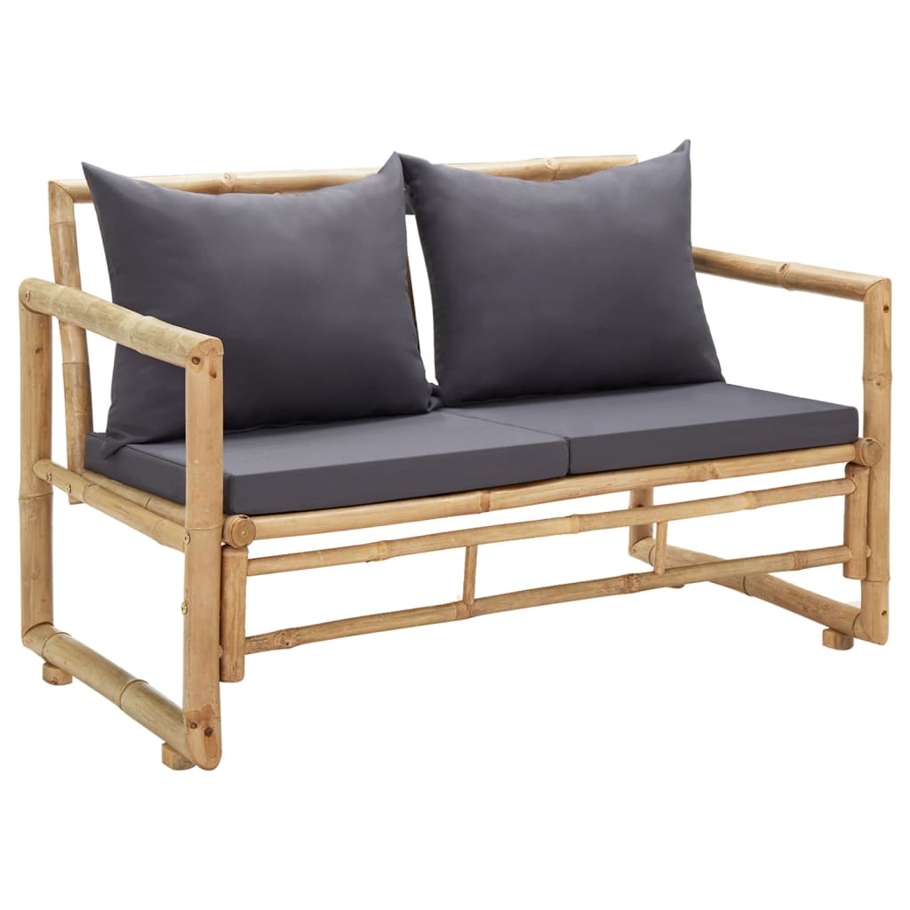 vidaXL Patio Loveseat 2 Seater Sofa with Cushions for Balcony Backyard Bamboo-8