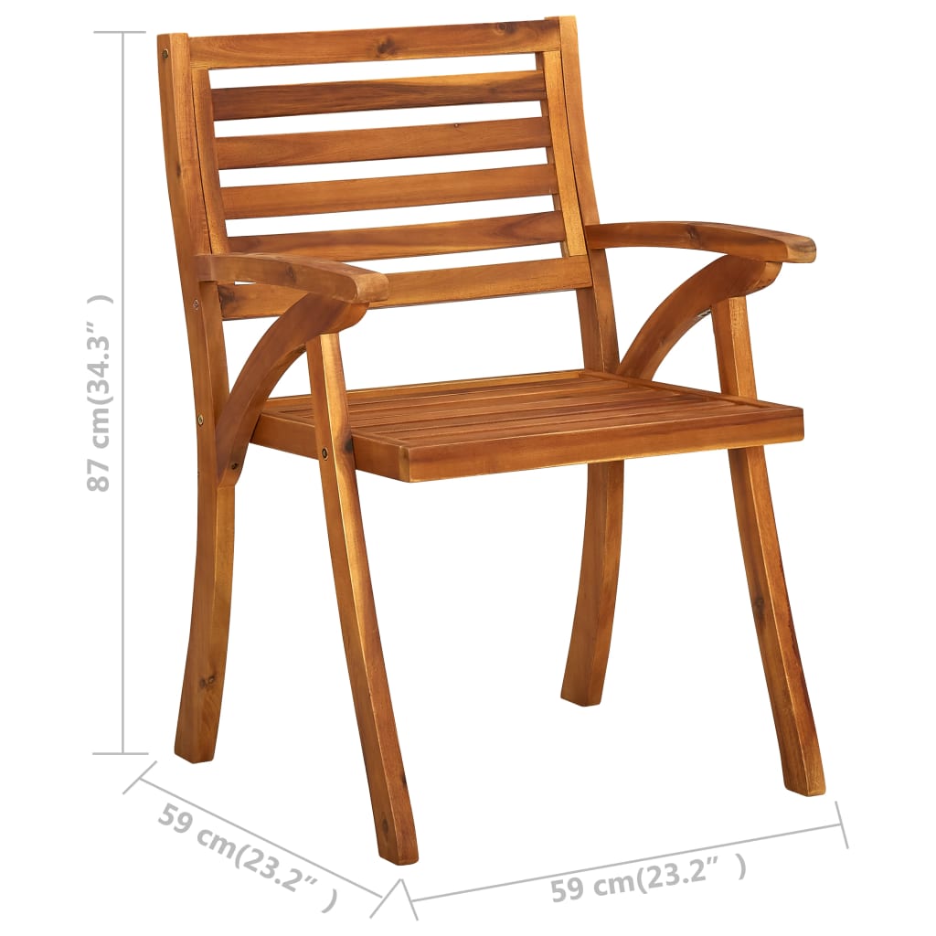 vidaXL Patio Dining Chairs Outdoor Chair for Deck Garden Solid Wood Acacia-8