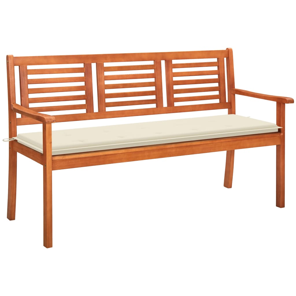 vidaXL Outdoor Patio Bench Loveseat Chair with Cushion Solid Wood Eucalyptus-2