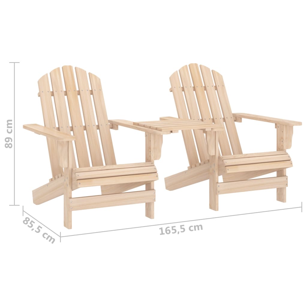 vidaXL Adirondack Chairs Patio Adirondack Chair with Tea Table Solid Wood Fir-25